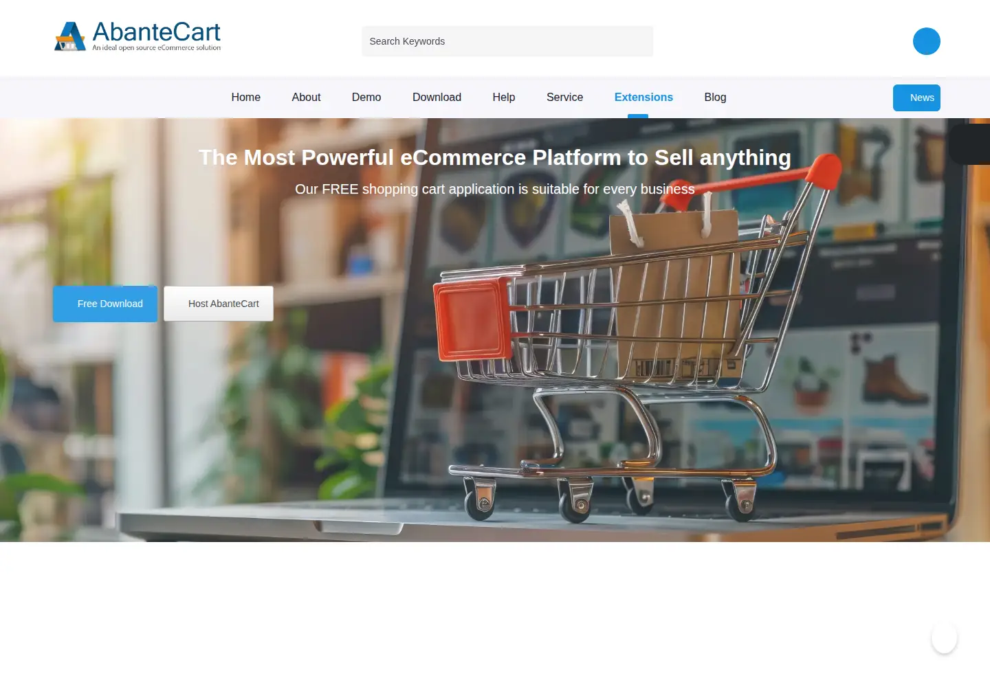 Screenshot of abantecart.com