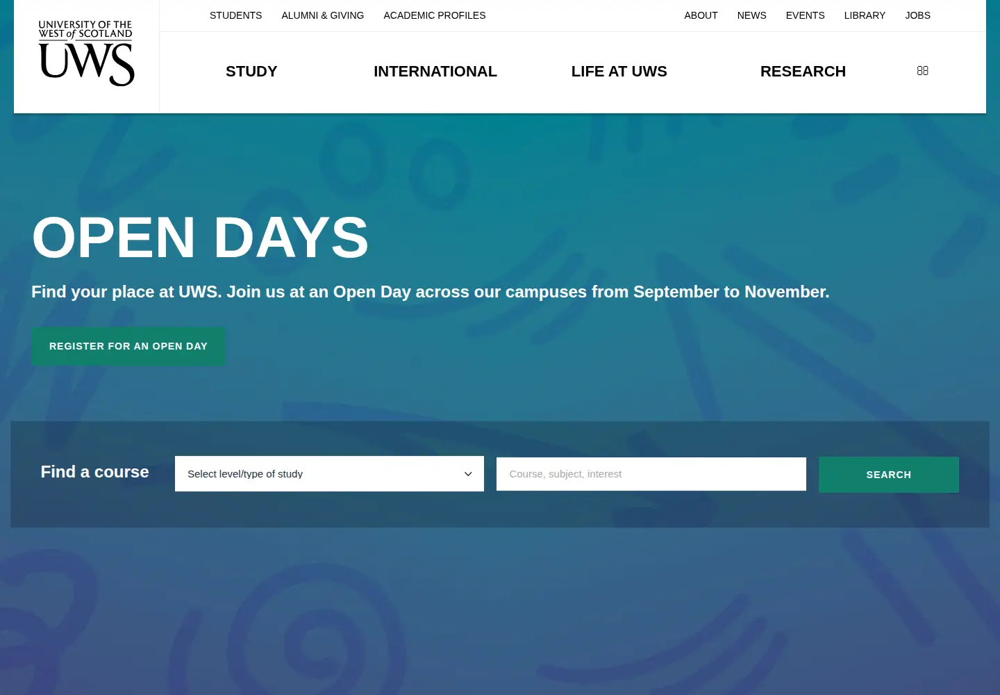 Screenshot of uws.ac.uk