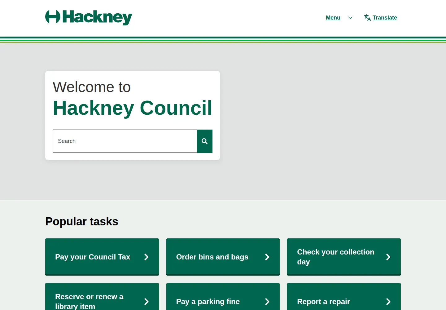 Screenshot of hackney.gov.uk
