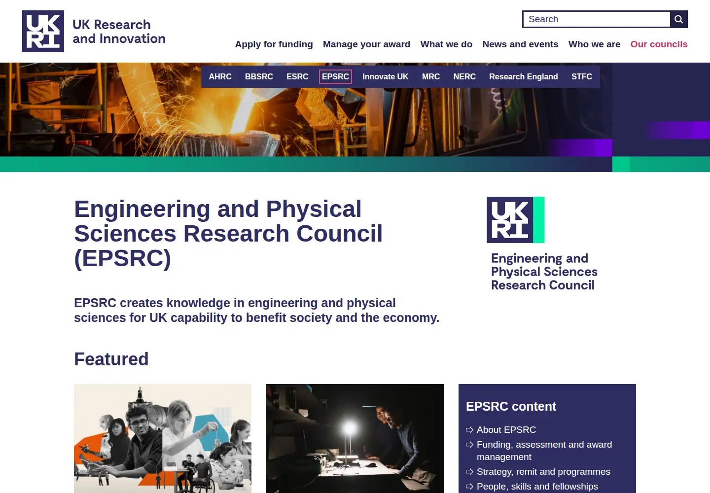 Screenshot of epsrc.ac.uk