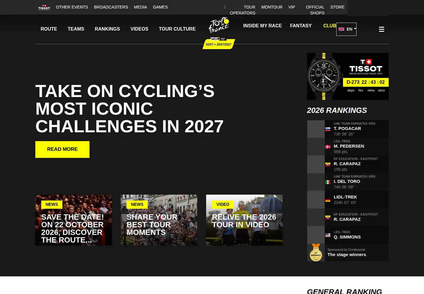 Screenshot of letour.fr