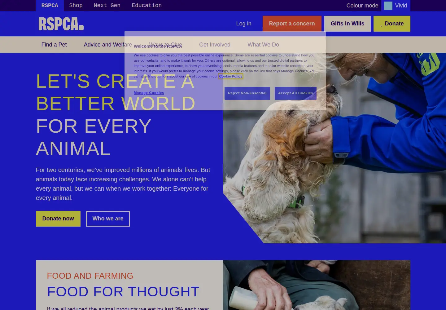 Screenshot of rspca.org.uk