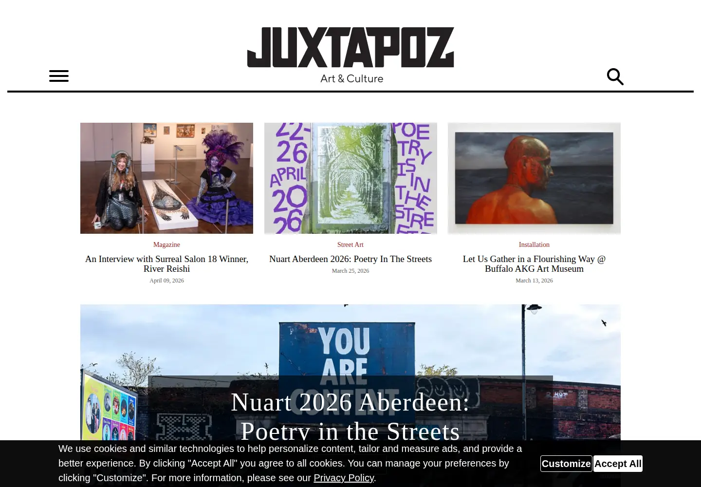 Screenshot of juxtapoz.com