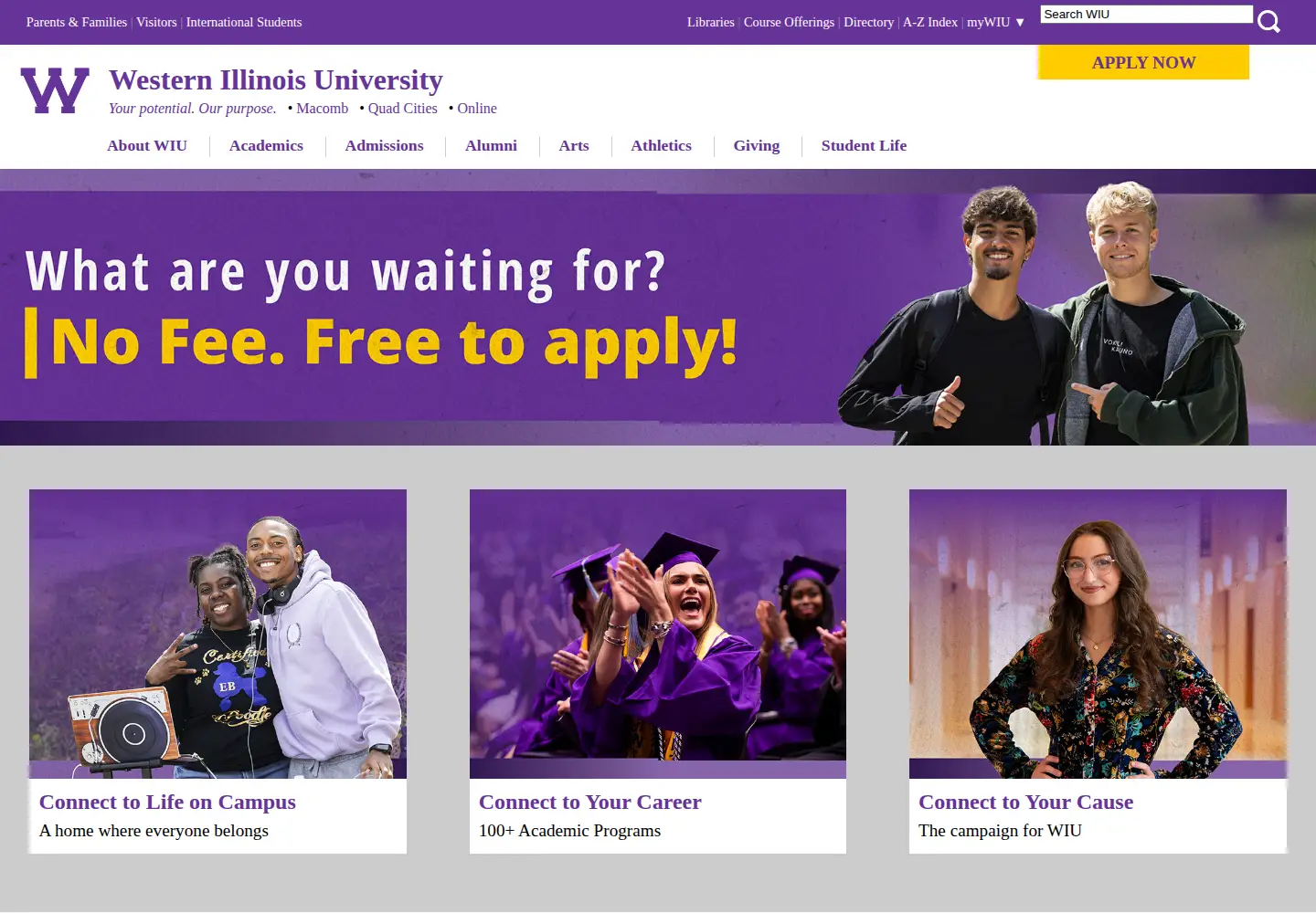 Screenshot of wiu.edu