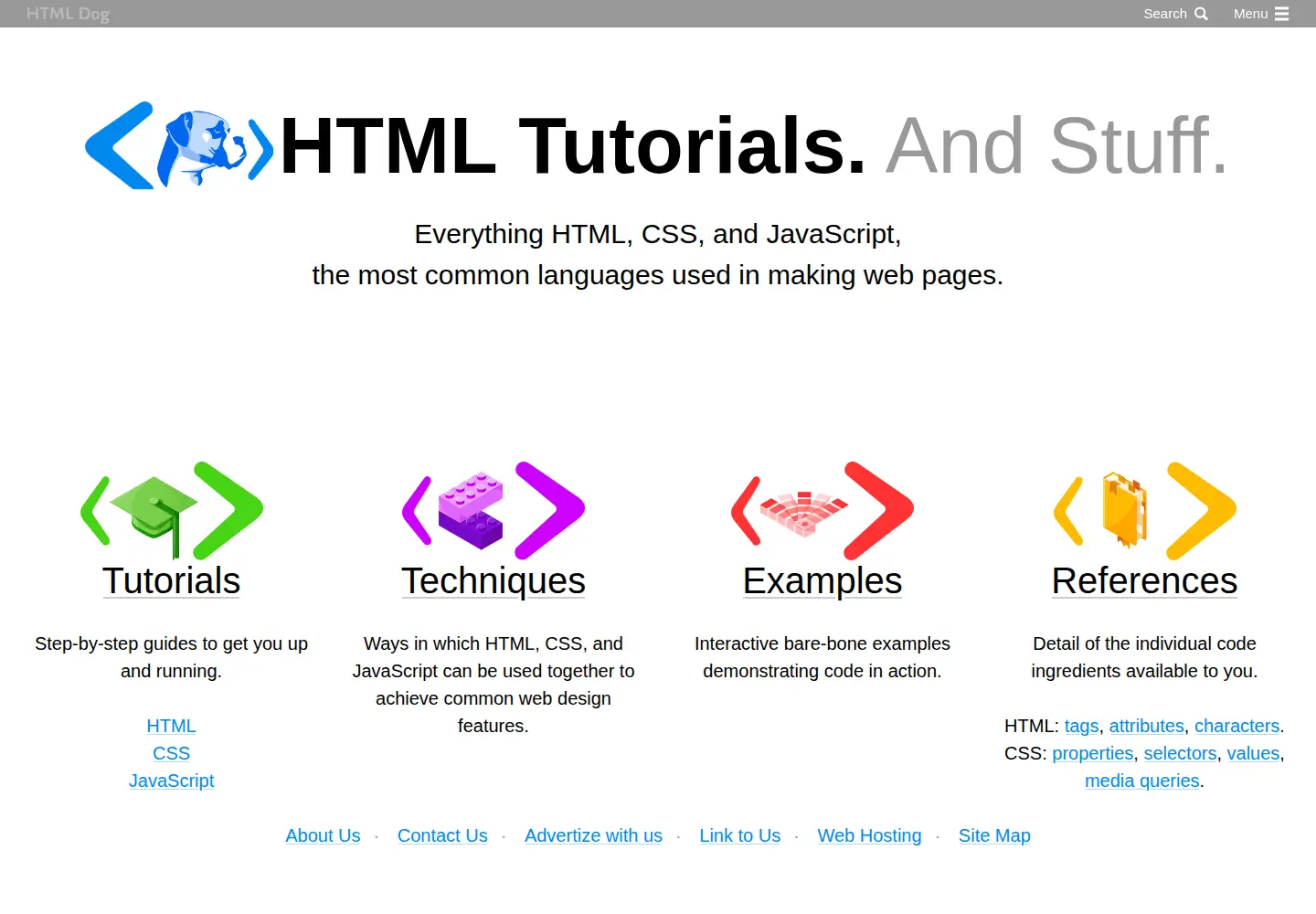 Screenshot of htmldog.com