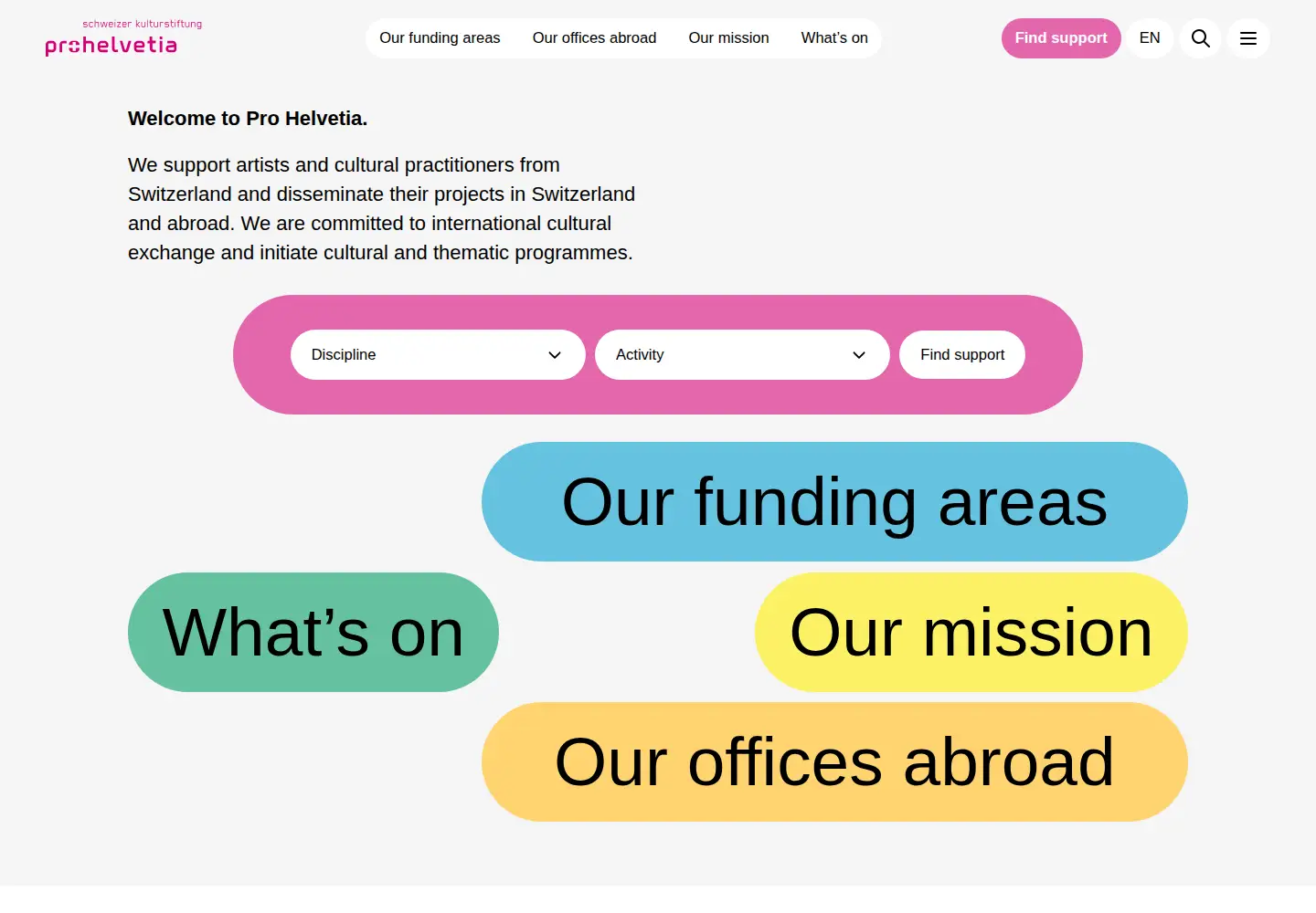 Screenshot of prohelvetia.ch