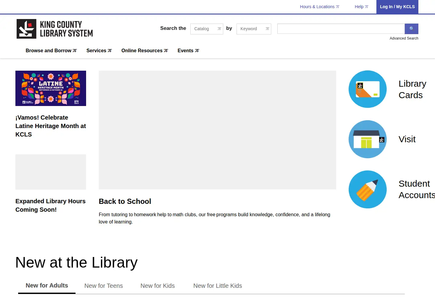 Screenshot of kcls.org
