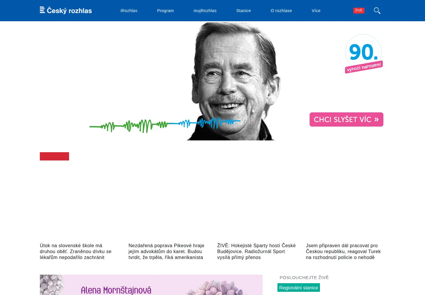Screenshot of rozhlas.cz