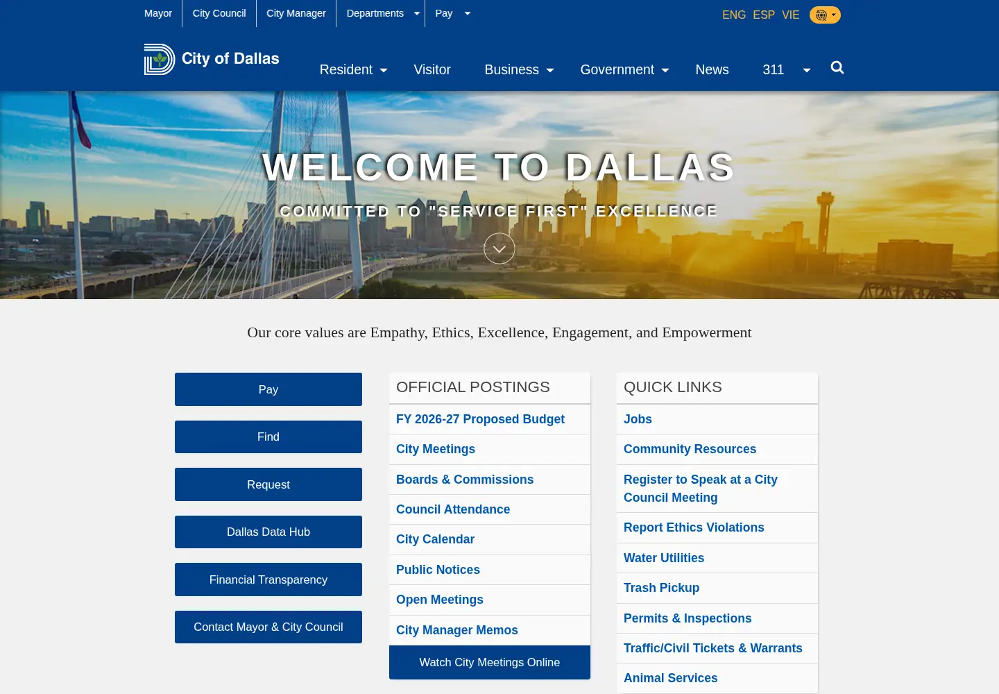 Screenshot of dallascityhall.com