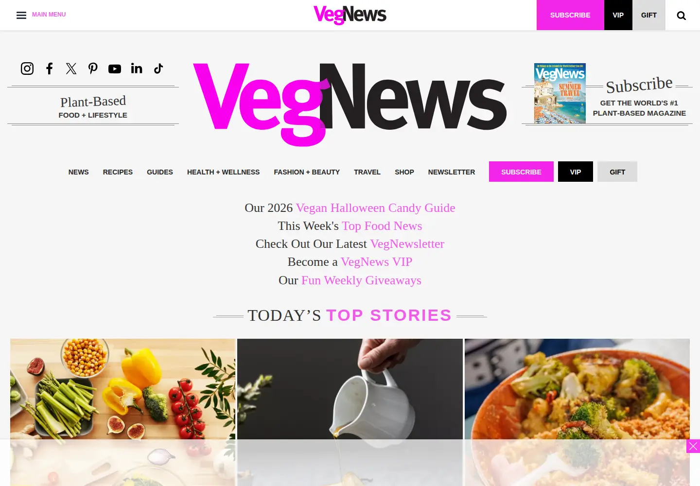 Screenshot of vegnews.com