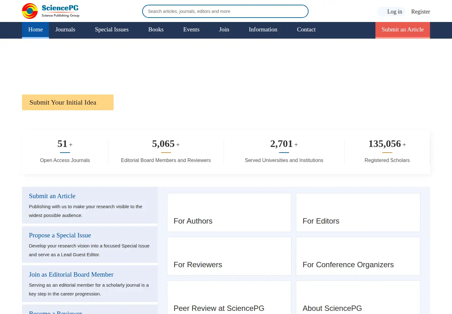 Screenshot of sciencepublishinggroup.com