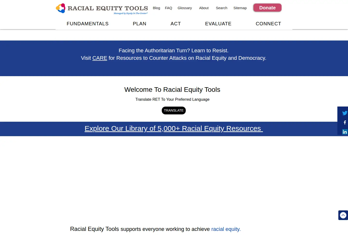 Screenshot of racialequitytools.org