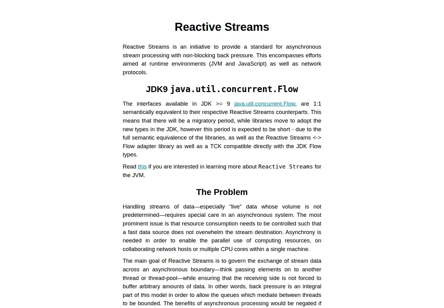 Screenshot of reactive-streams.org