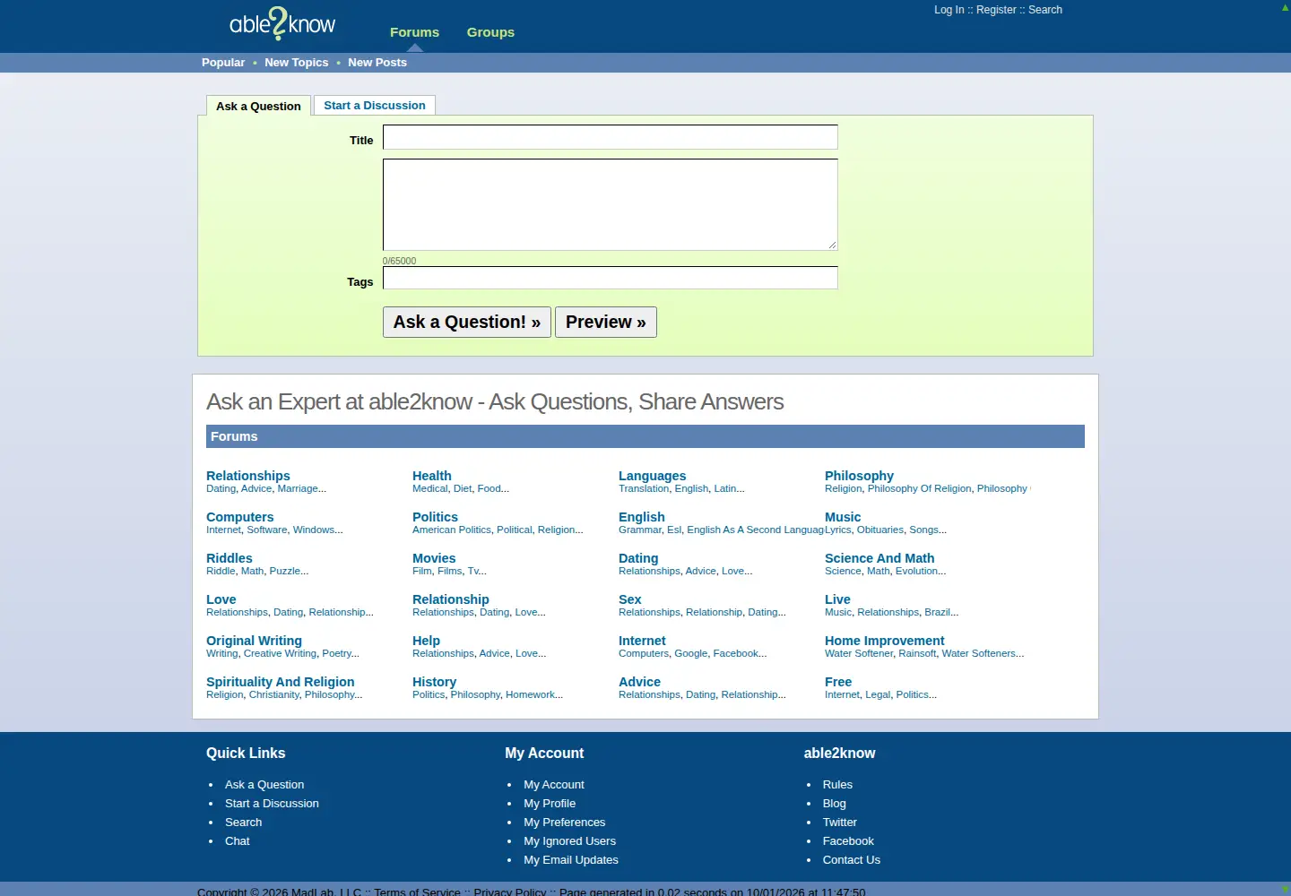 Screenshot of able2know.org