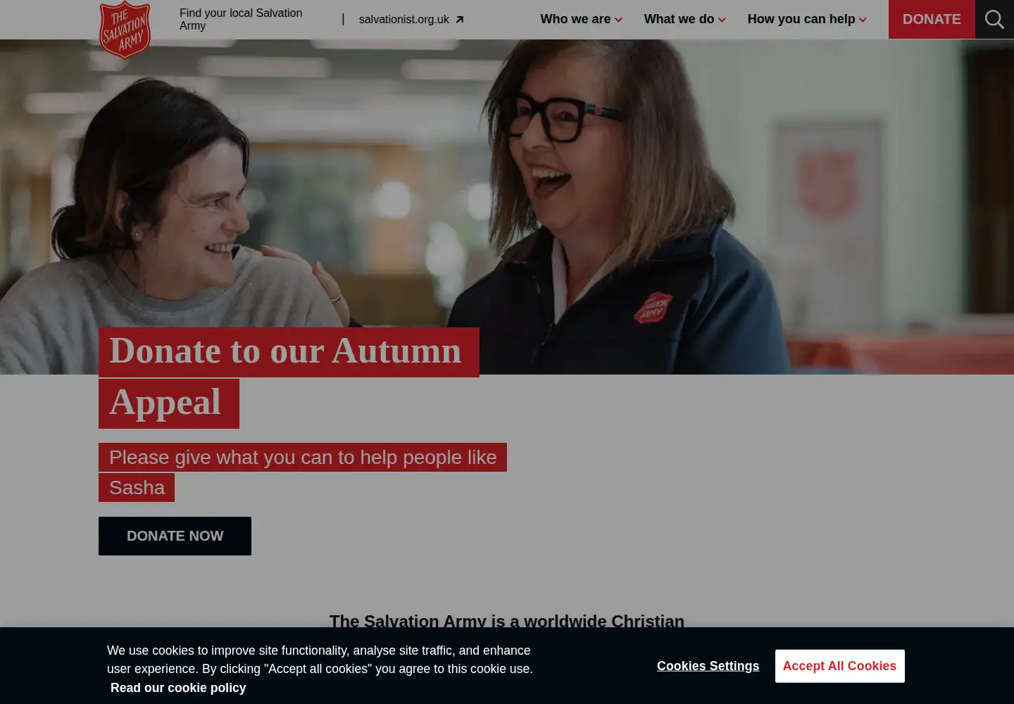 Screenshot of salvationarmy.org.uk