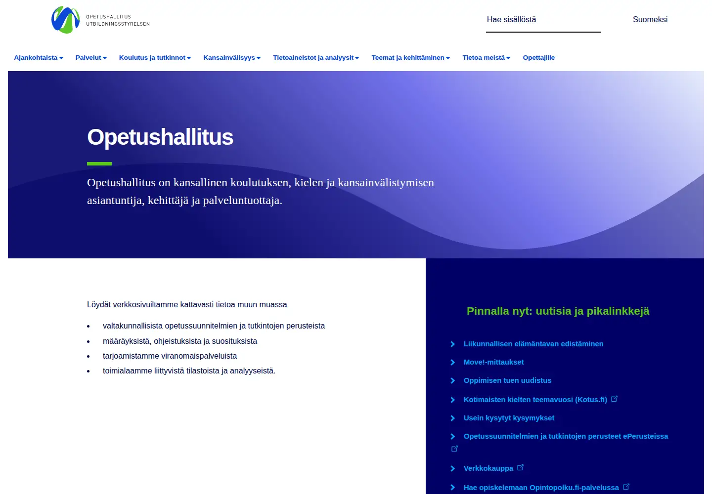 Screenshot of oph.fi