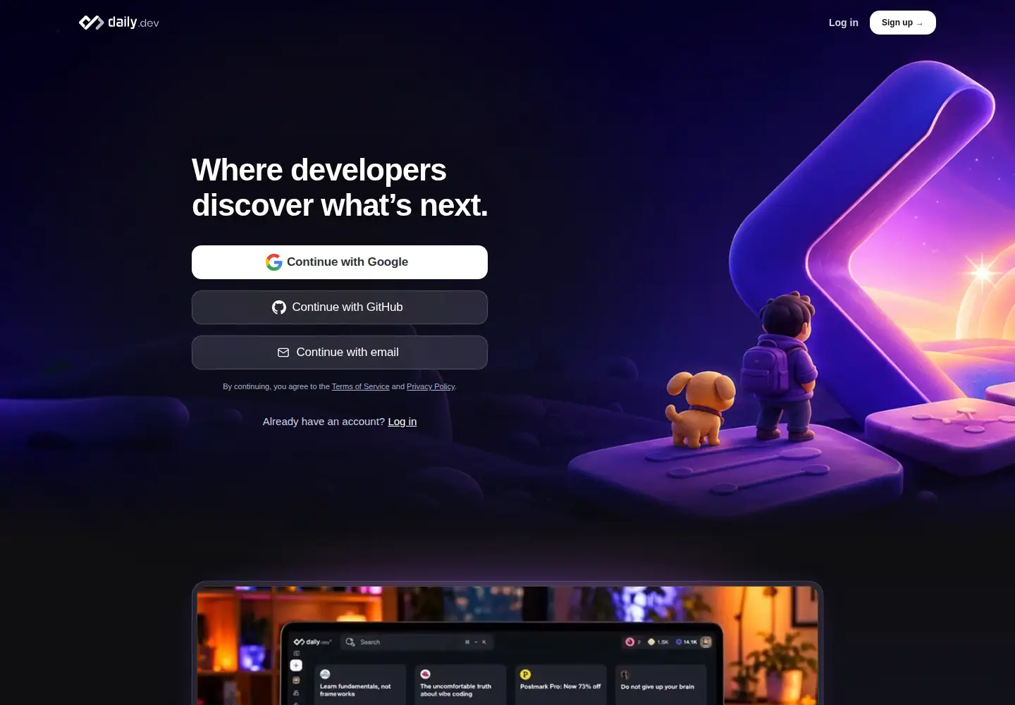 Screenshot of daily.dev