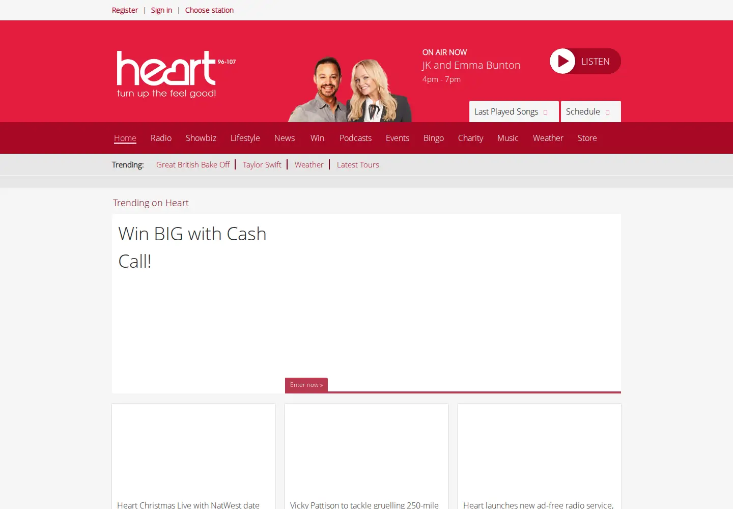 Screenshot of heart.co.uk