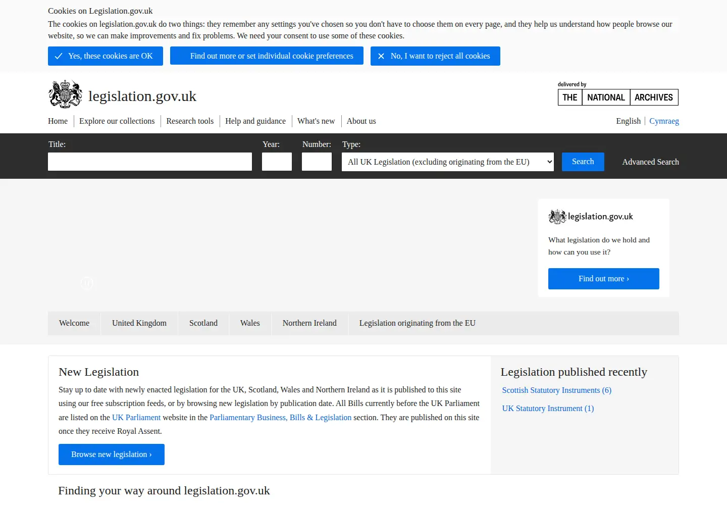 Screenshot of opsi.gov.uk