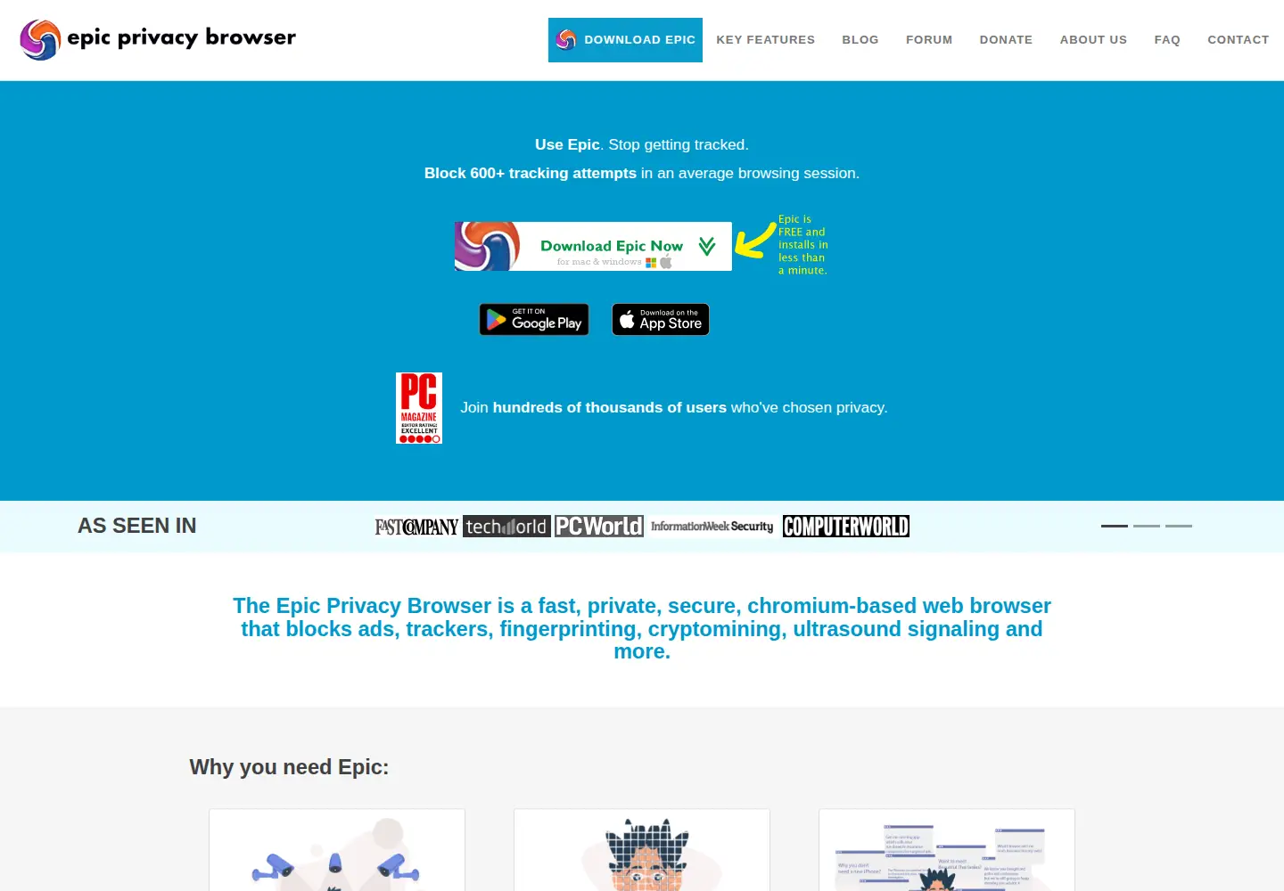 Screenshot of epicbrowser.com