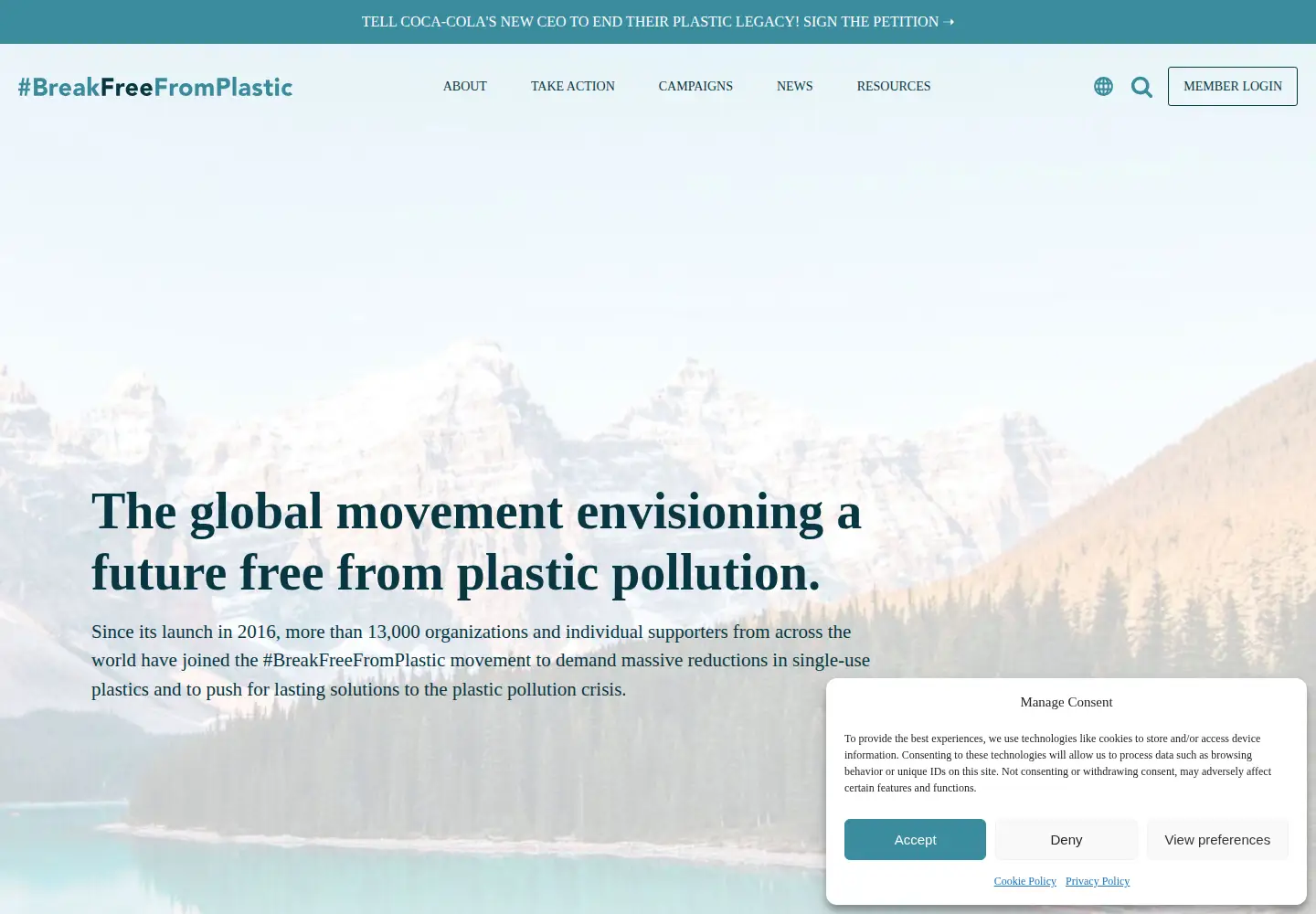 Screenshot of breakfreefromplastic.org