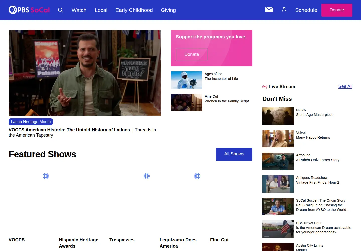 Screenshot of pbssocal.org