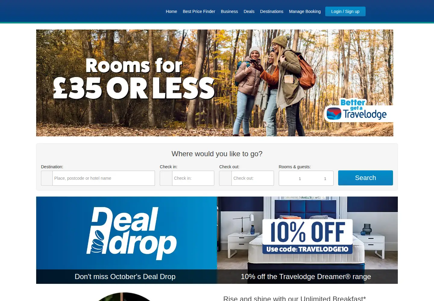 Screenshot of travelodge.co.uk