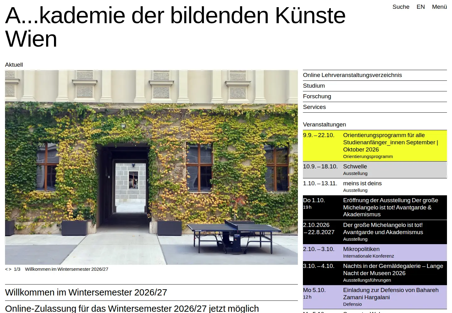 Screenshot of akbild.ac.at