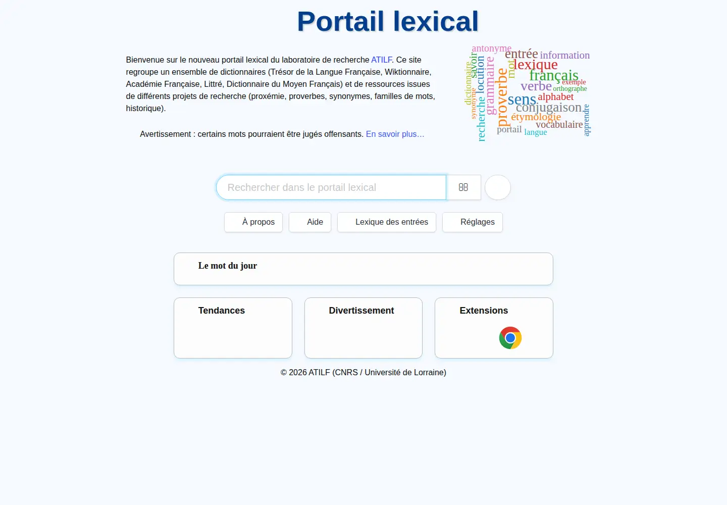 Screenshot of cnrtl.fr