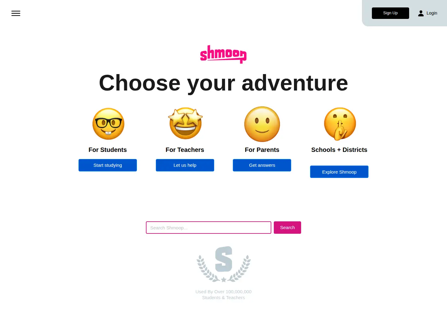 Screenshot of shmoop.com