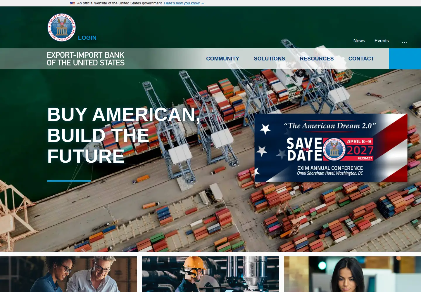 Screenshot of exim.gov