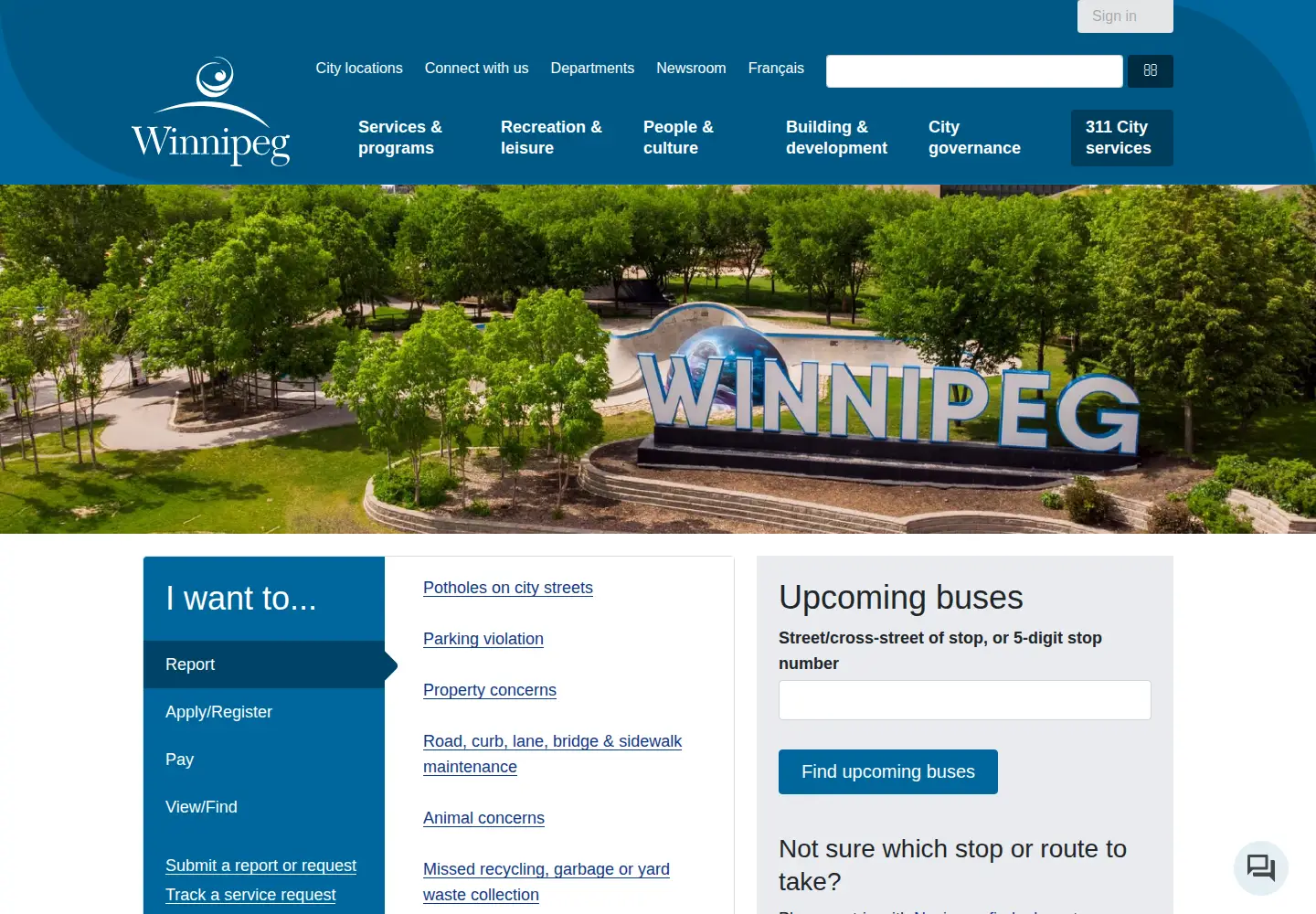 Screenshot of winnipeg.ca