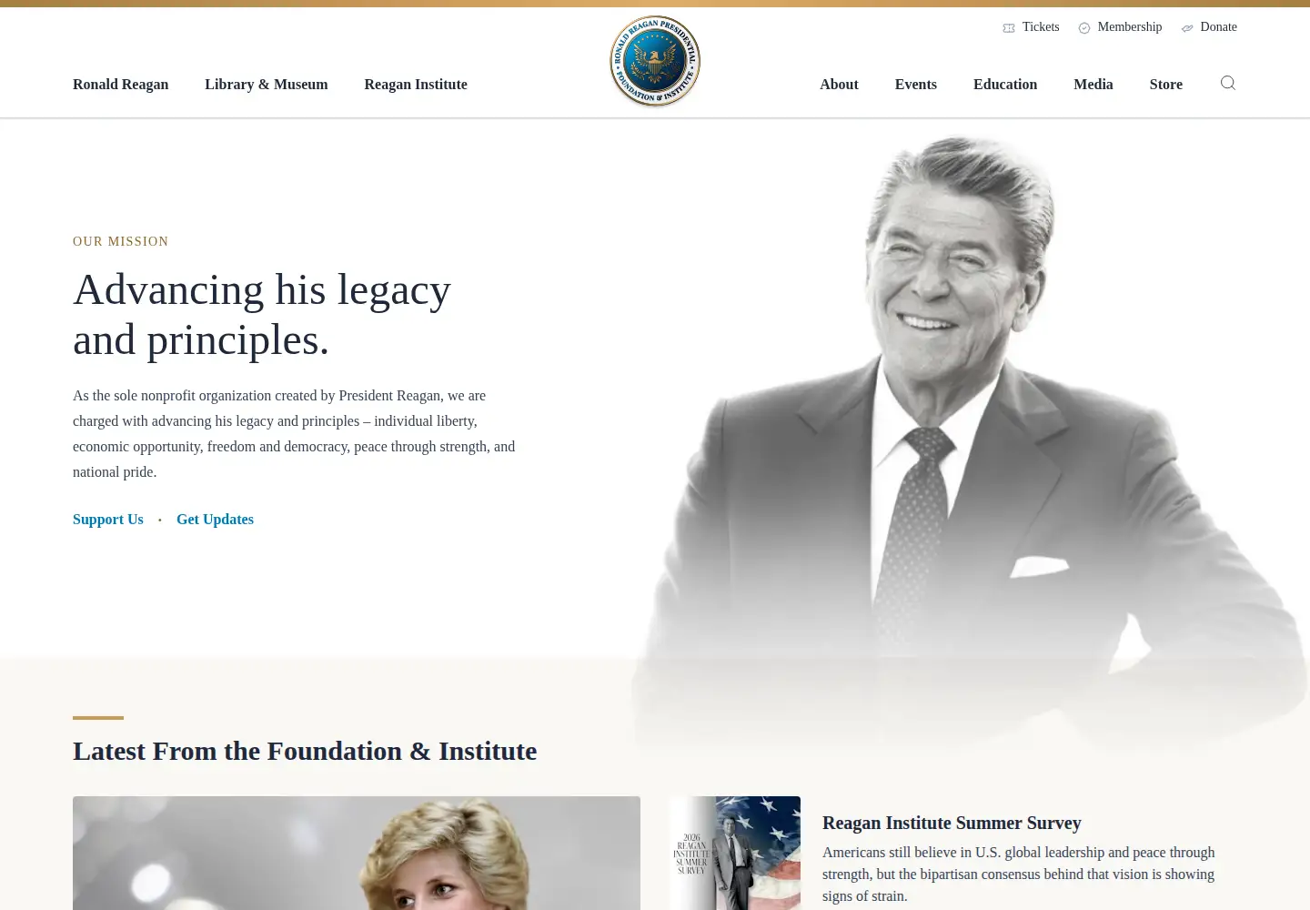 Screenshot of reaganfoundation.org