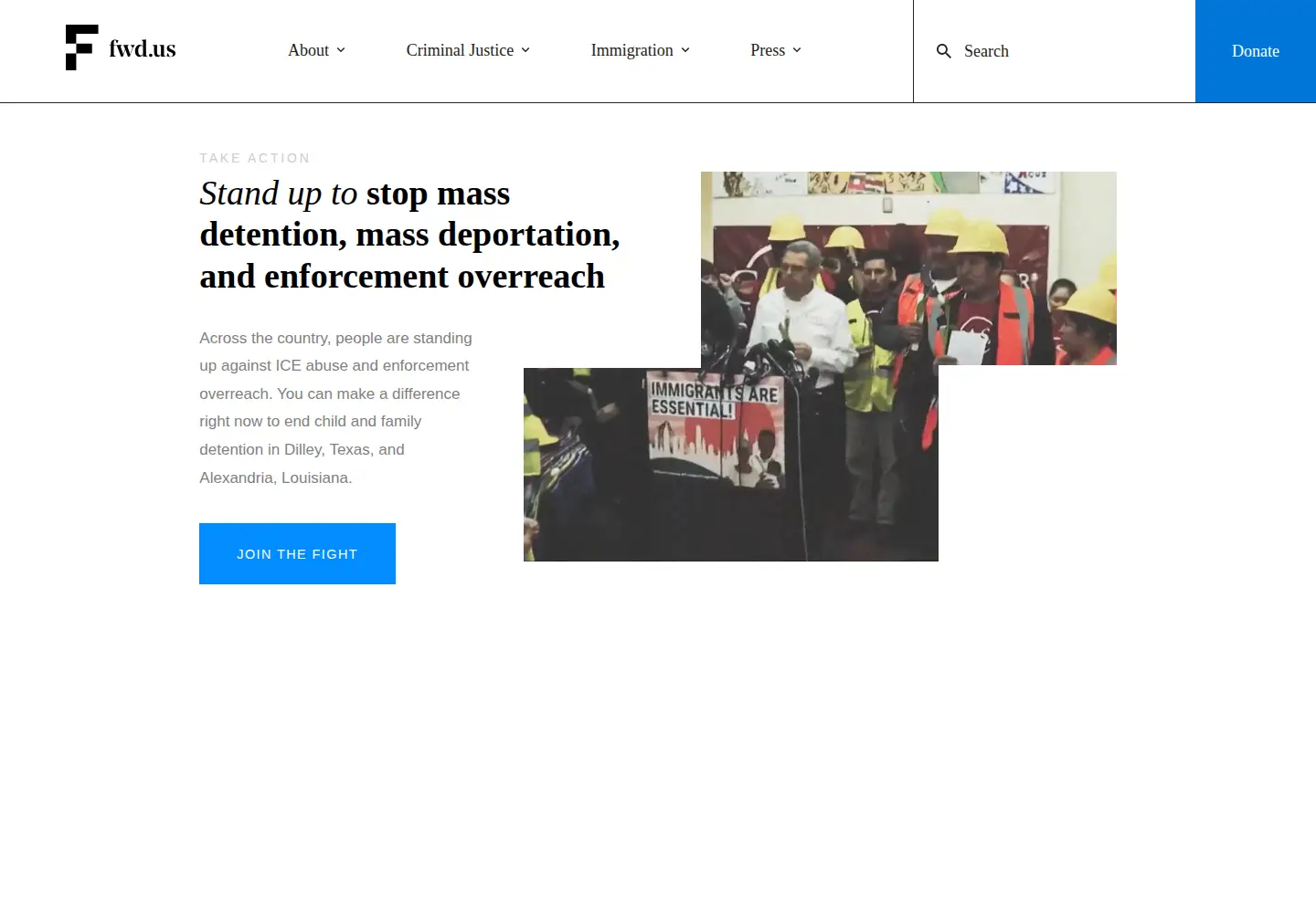 Captured homepage of fwd.us in the current scan