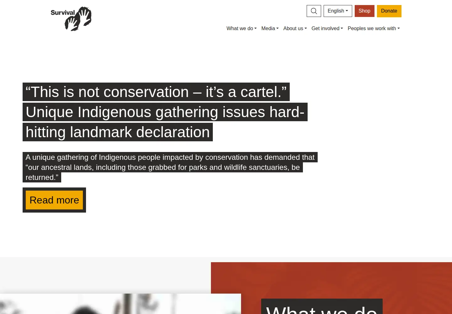 Screenshot of survivalinternational.org