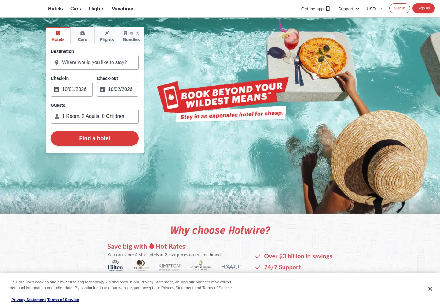 Screenshot of hotwire.com