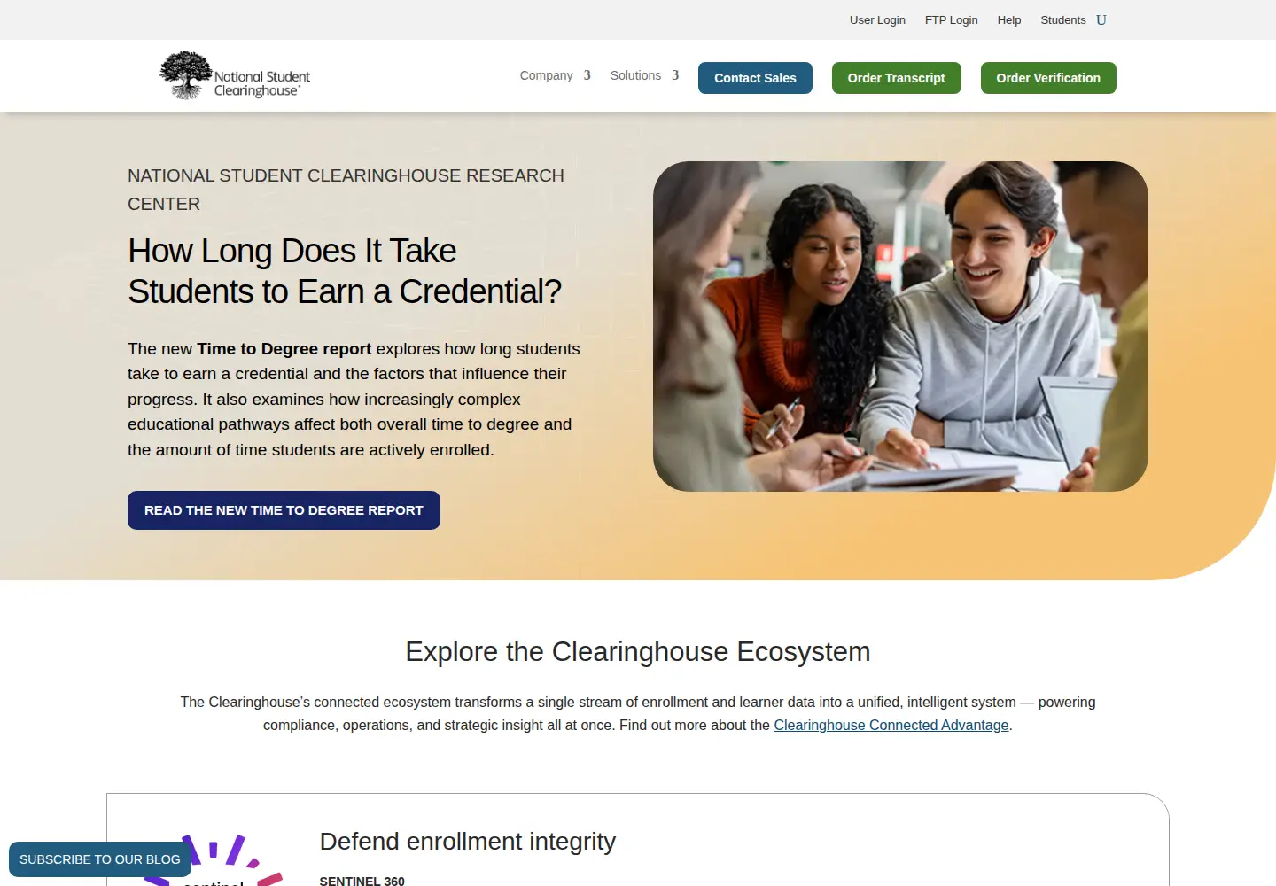 Screenshot of studentclearinghouse.org