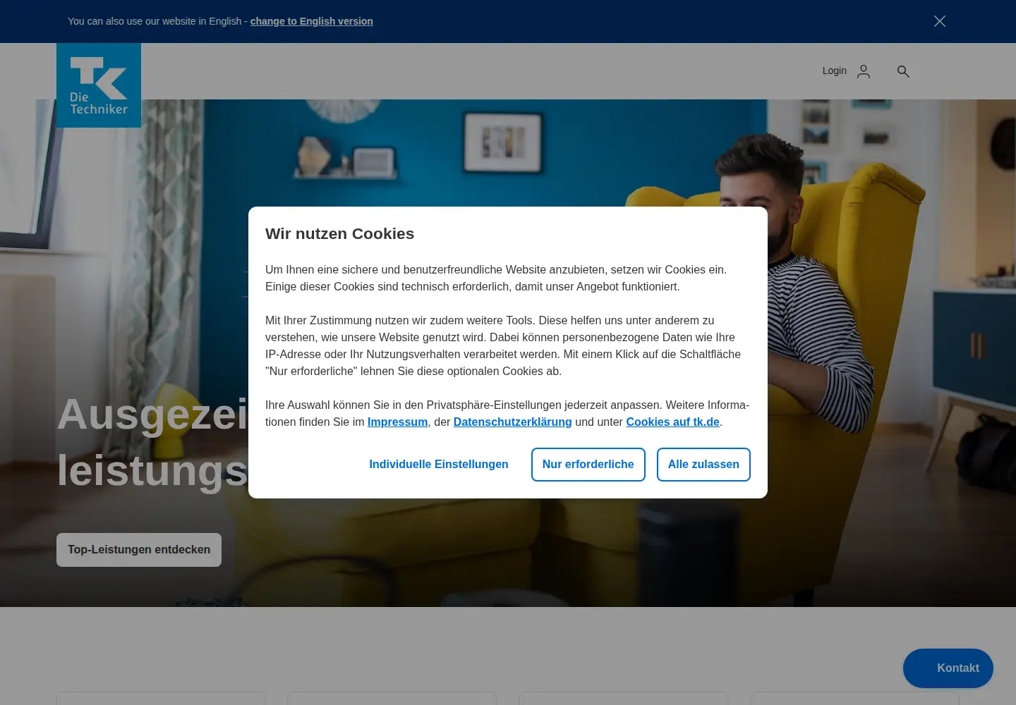Screenshot of tk.de