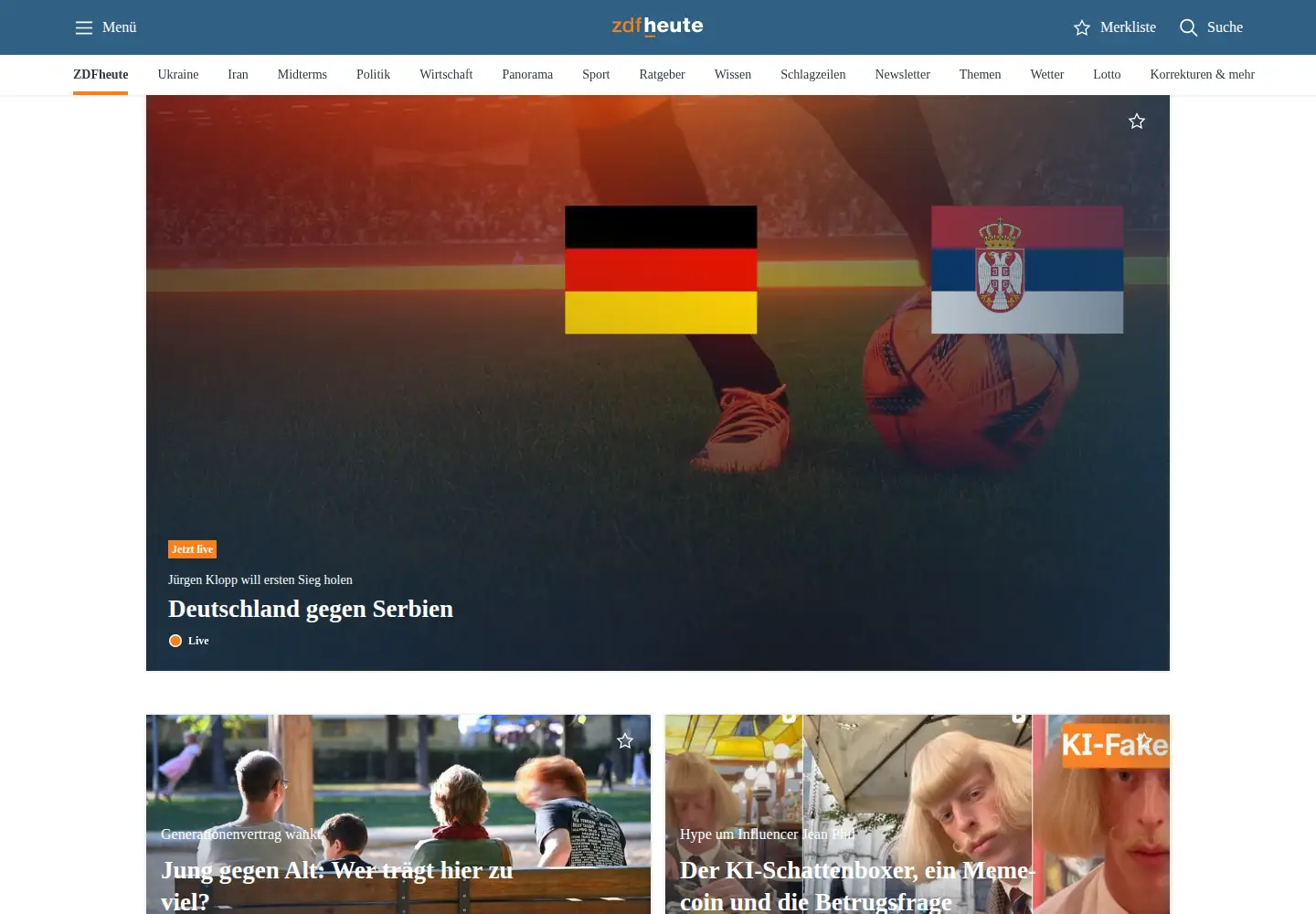 Screenshot of zdfheute.de