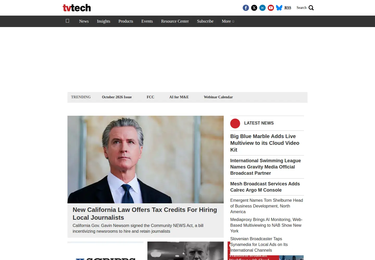 Screenshot of tvtechnology.com