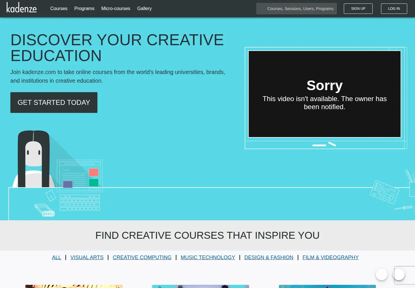 Screenshot of kadenze.com