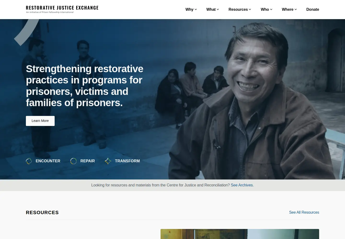 Screenshot of restorativejustice.org
