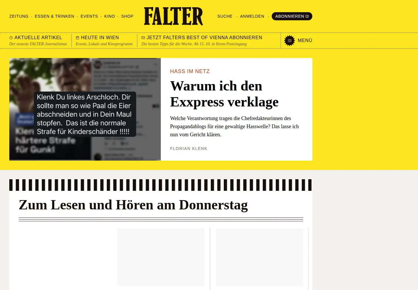 Screenshot of falter.at