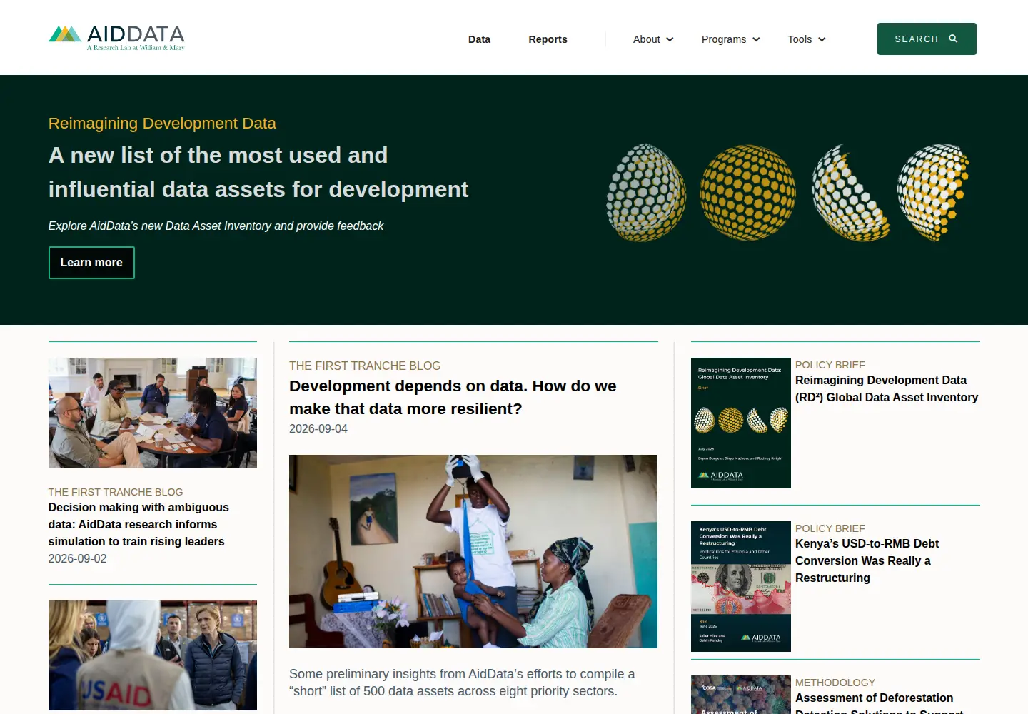 Screenshot of aiddata.org