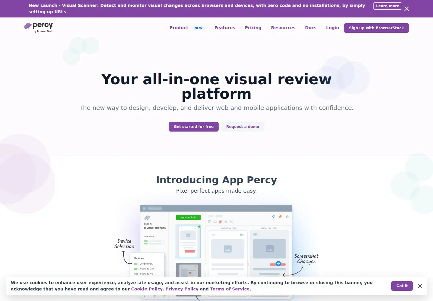 Screenshot of percy.io