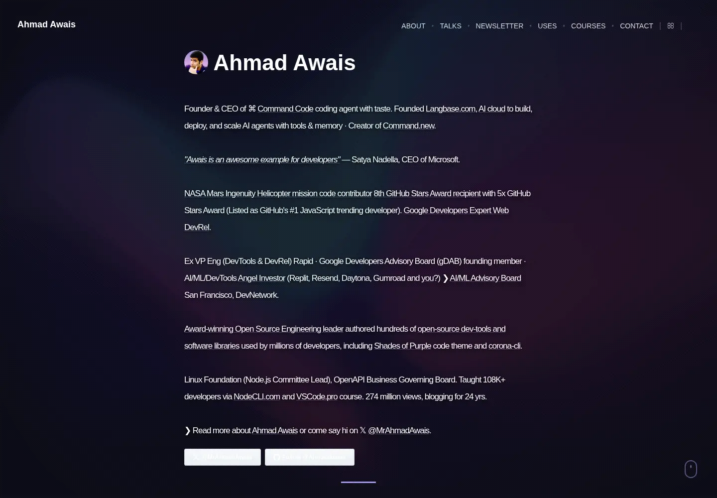 Screenshot of ahmadawais.com