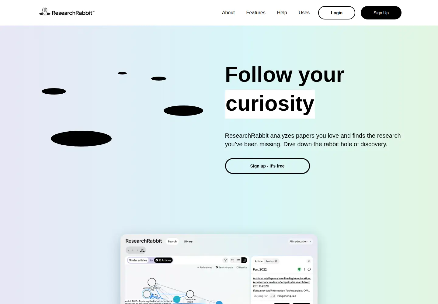 Screenshot of researchrabbit.ai