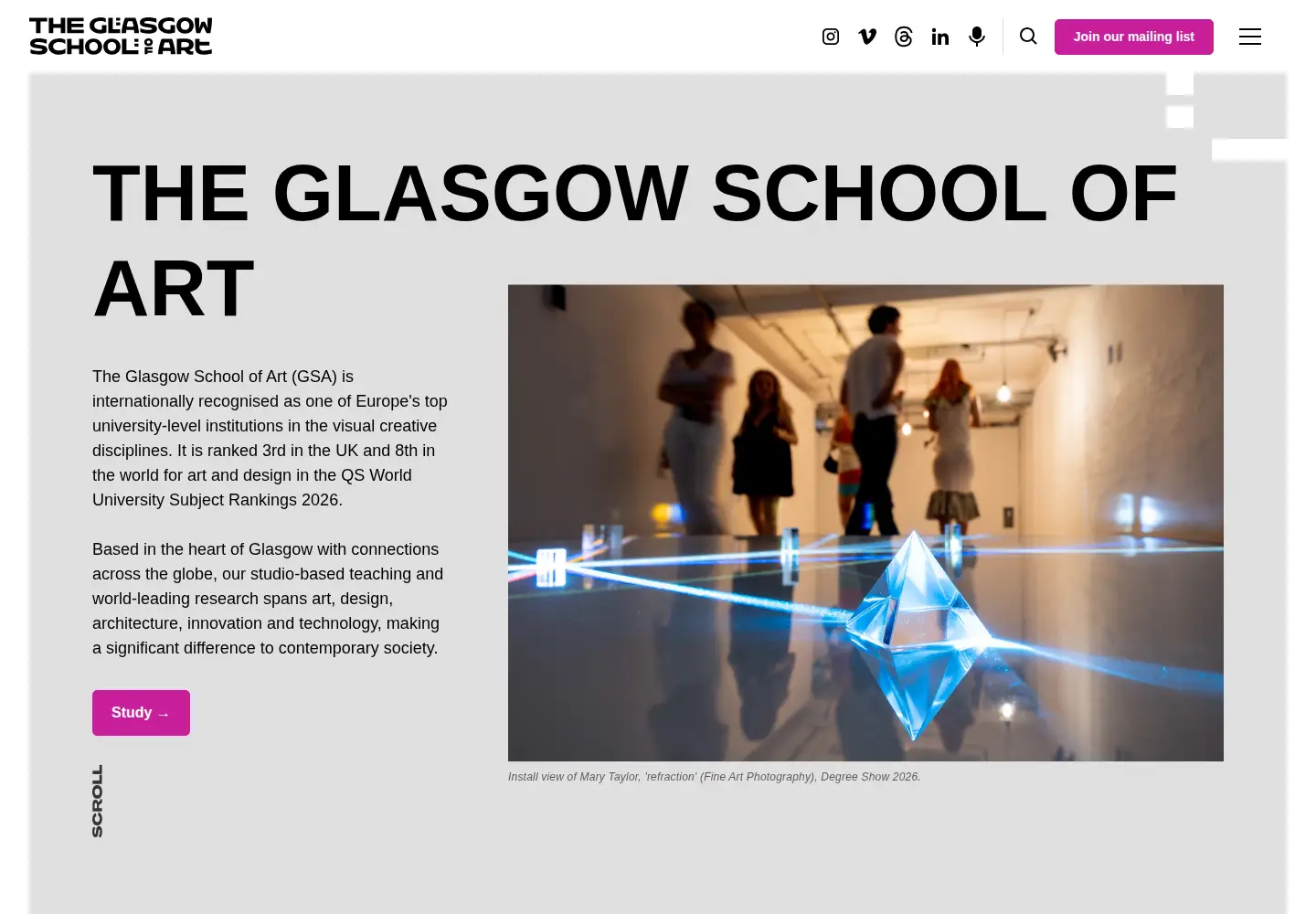 Screenshot of gsa.ac.uk