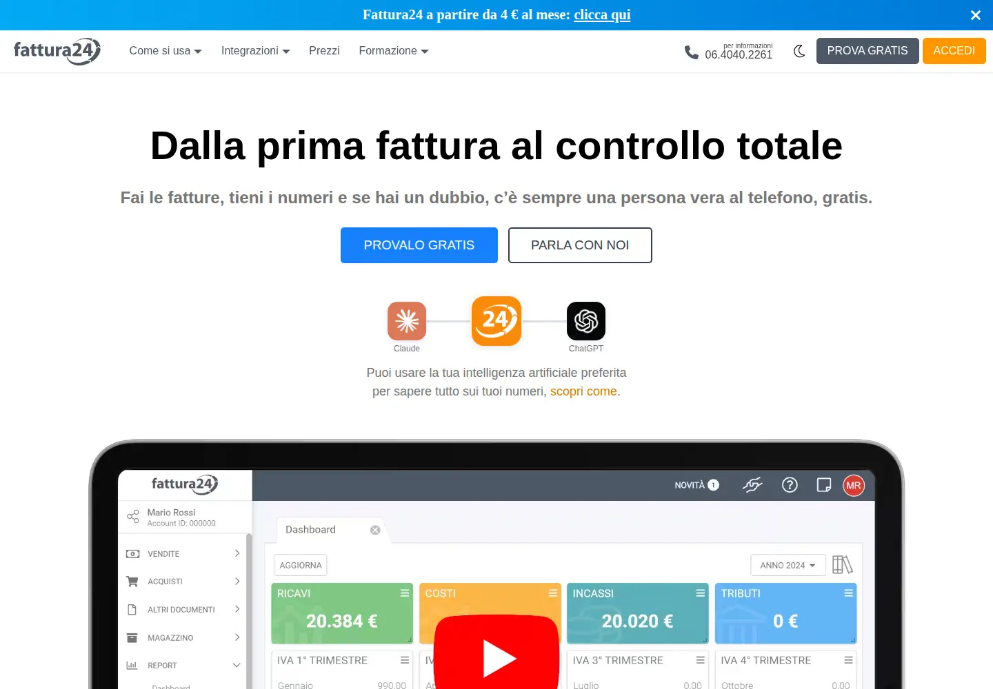 Screenshot of fattura24.com