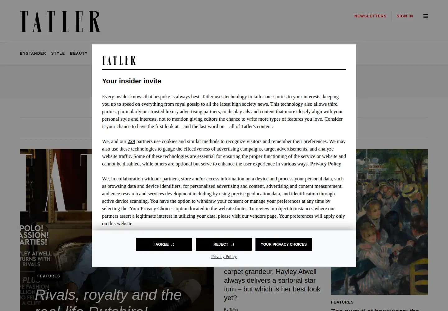Screenshot of tatler.com